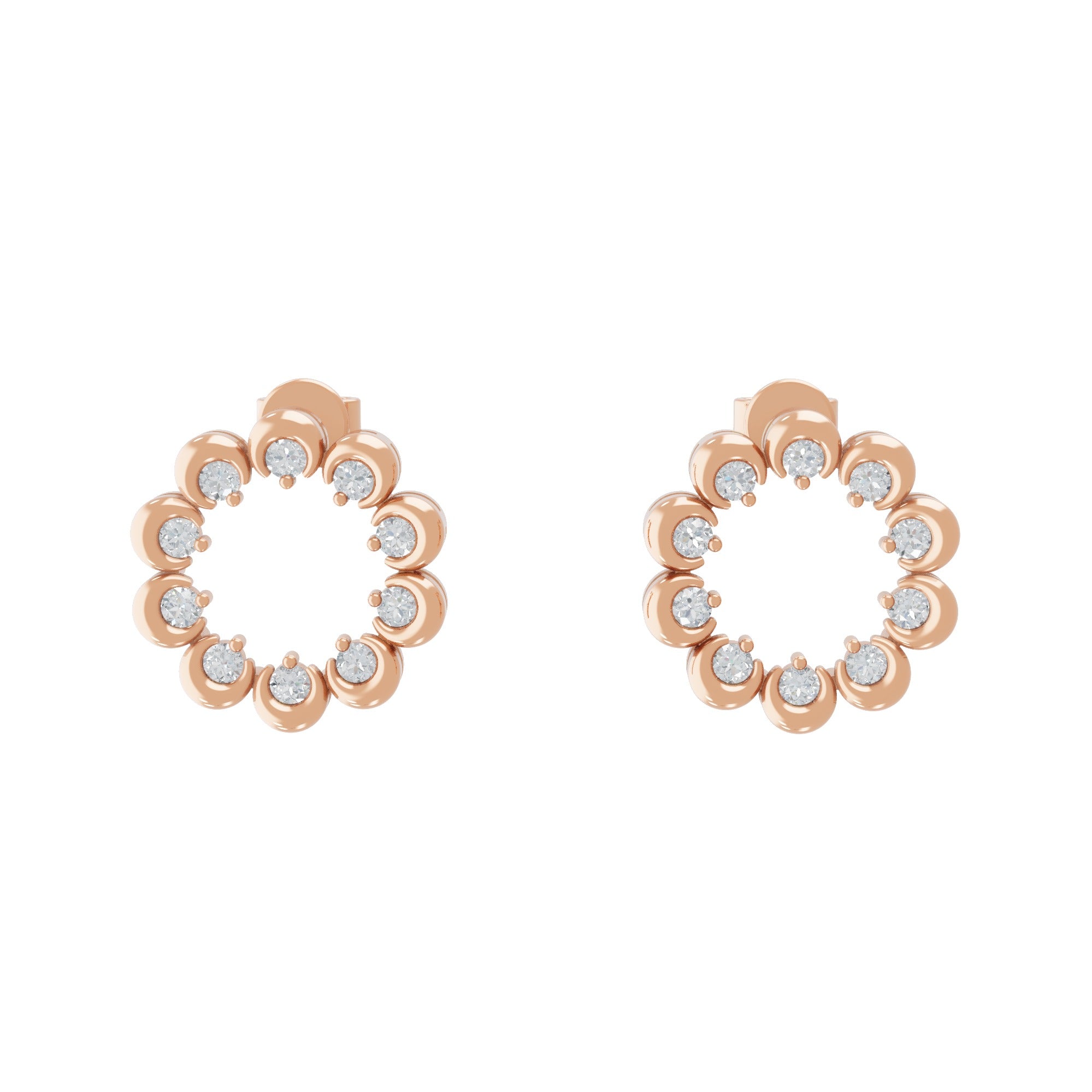 14K Fine Gold Round Cut Flower Lab Grown Diamond Earrings 0.43Ct