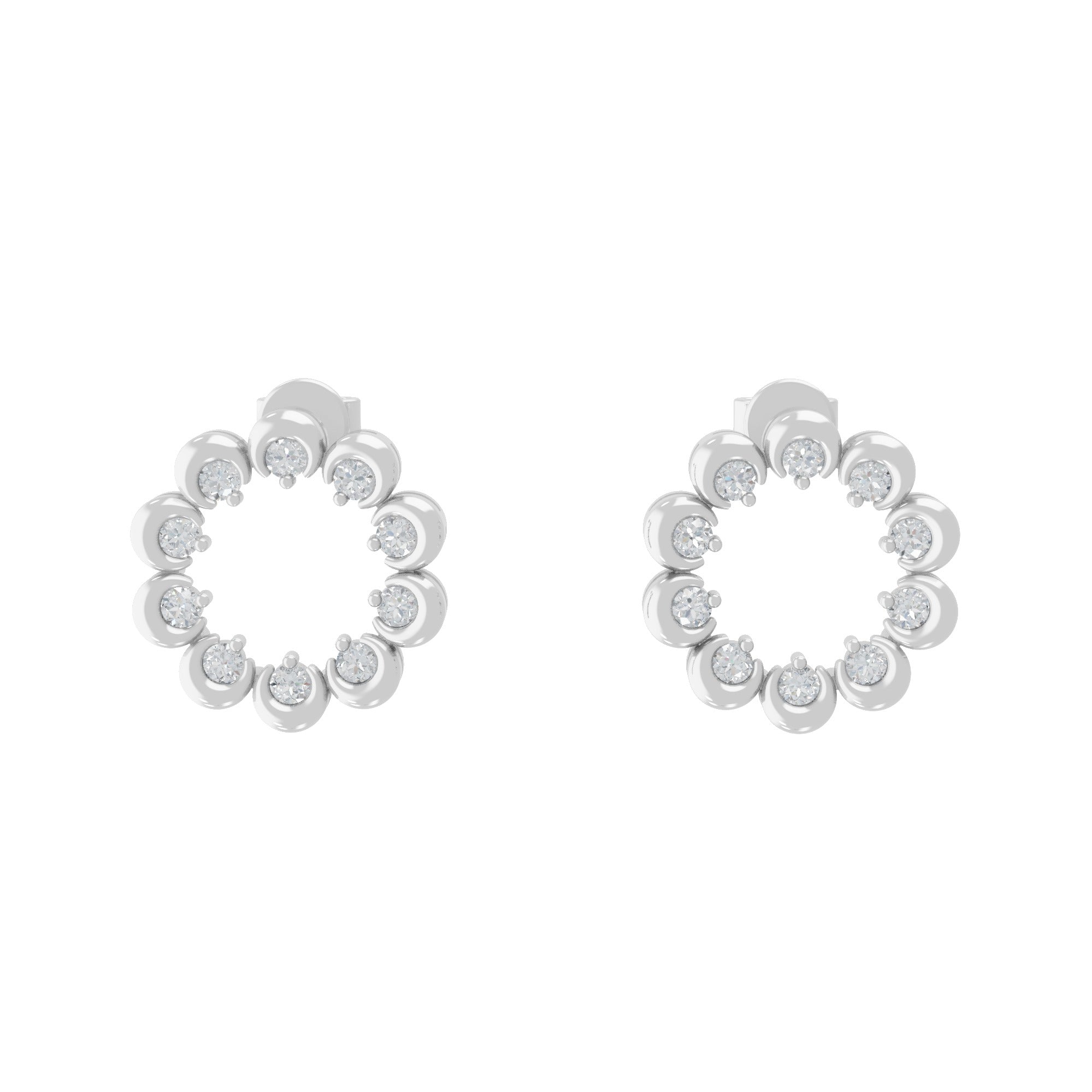 14K Fine Gold Round Cut Flower Lab Grown Diamond Earrings 0.43Ct