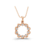 Rose Gold Open Flower Pendant Necklace 0.50Ct 14K Fine Gold Lab Grown Diamond