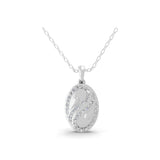 14K Fine Gold Lab Grown Round Diamond Oval Shaped Pendant Necklace 0.57Ct