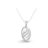 14K Fine Gold Lab Grown Round Diamond Oval Shaped Pendant Necklace 0.57Ct