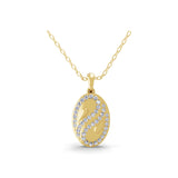 14K Fine Gold Lab Grown Round Diamond Oval Shaped Pendant Necklace 0.57Ct
