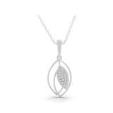 14K Fine Gold Round Lab Grown Diamond Leaf Charm Pendant Necklace 0.32Ct