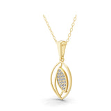 14K Fine Gold Round Lab Grown Diamond Leaf Charm Pendant Necklace 0.32Ct