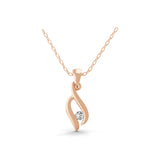 0.10Ct Round Lab Grown Diamond Solitaire Swirl Pendant 14K Gold Necklace