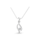 0.10Ct Round Lab Grown Diamond Solitaire Swirl Pendant 14K Gold Necklace