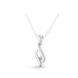 0.10Ct Round Lab Grown Diamond Solitaire Swirl Pendant 14K Gold Necklace