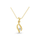 0.10Ct Round Lab Grown Diamond Solitaire Swirl Pendant 14K Gold Necklace