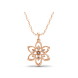 Round Cut 0.51Ct Lab Grown Diamond 14k Fine Gold Floral Style Pendant Necklace