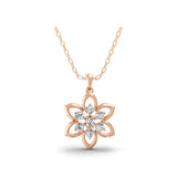 Round Cut 0.51Ct Lab Grown Diamond 14k Fine Gold Floral Style Pendant Necklace