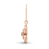Round Cut 0.51Ct Lab Grown Diamond 14k Fine Gold Floral Style Pendant Necklace