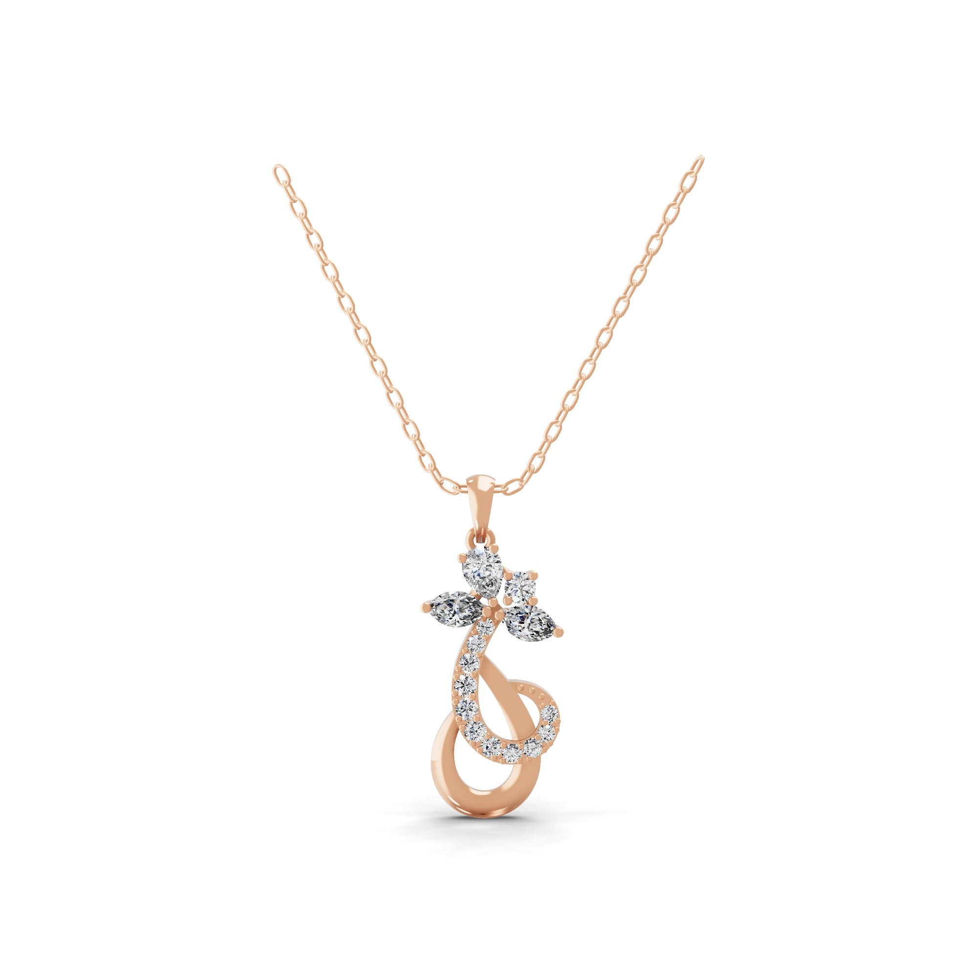 Charm Pendant 0.86Ct Lab Grown Multi Cut Diamond Necklace 14K Fine Gold