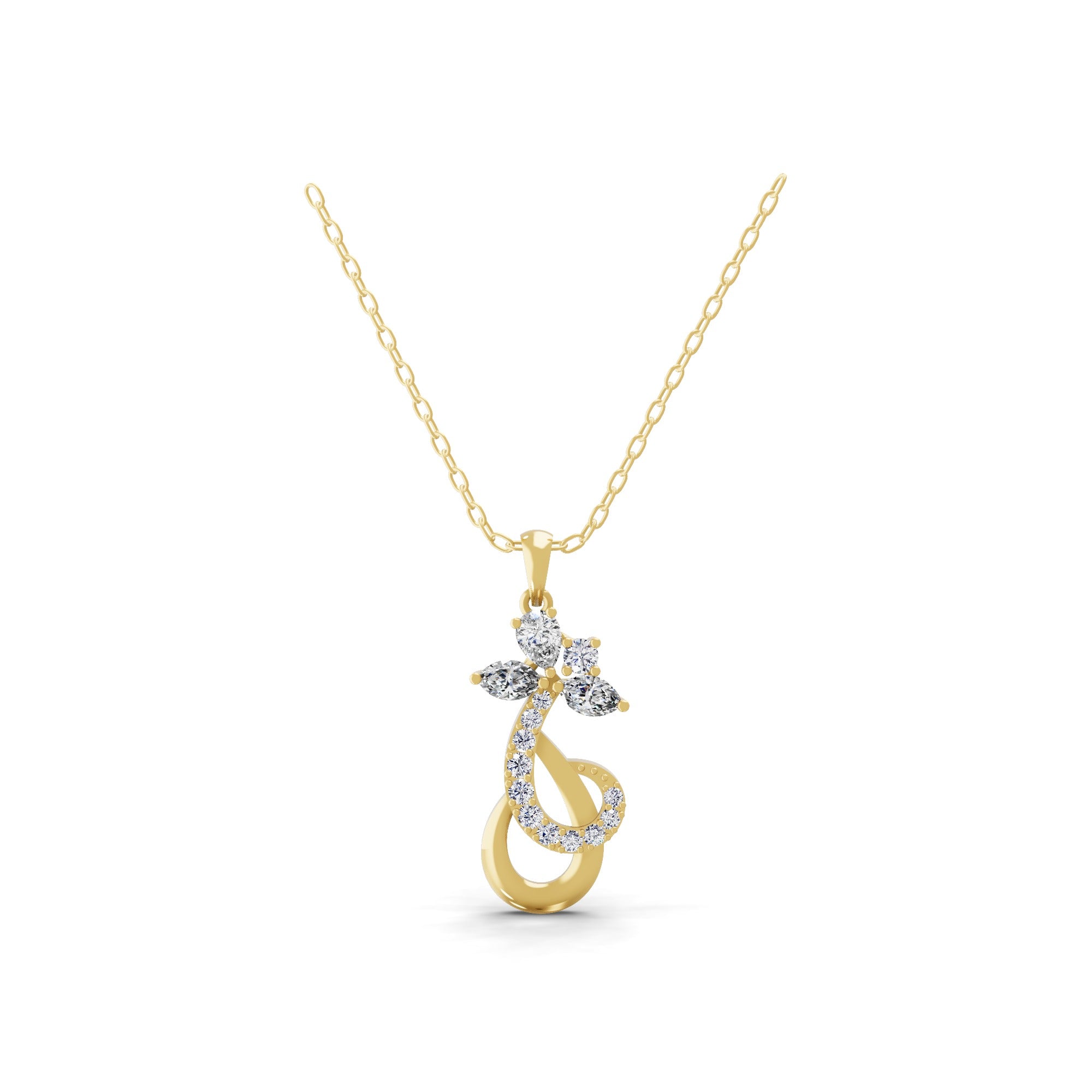 Charm Pendant 0.86Ct Lab Grown Multi Cut Diamond Necklace 14K Fine Gold