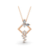 0.73Ct 14K Fine Gold Marquise Round Geometric Lab Grown Diamond Pendant Necklace