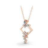 0.73Ct 14K Fine Gold Marquise Round Geometric Lab Grown Diamond Pendant Necklace
