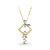 0.73Ct 14K Fine Gold Marquise Round Geometric Lab Grown Diamond Pendant Necklace