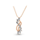 Marquise Cut 0.72Ct Lab Grown Diamond 14K Gold Leaf Design Pendant