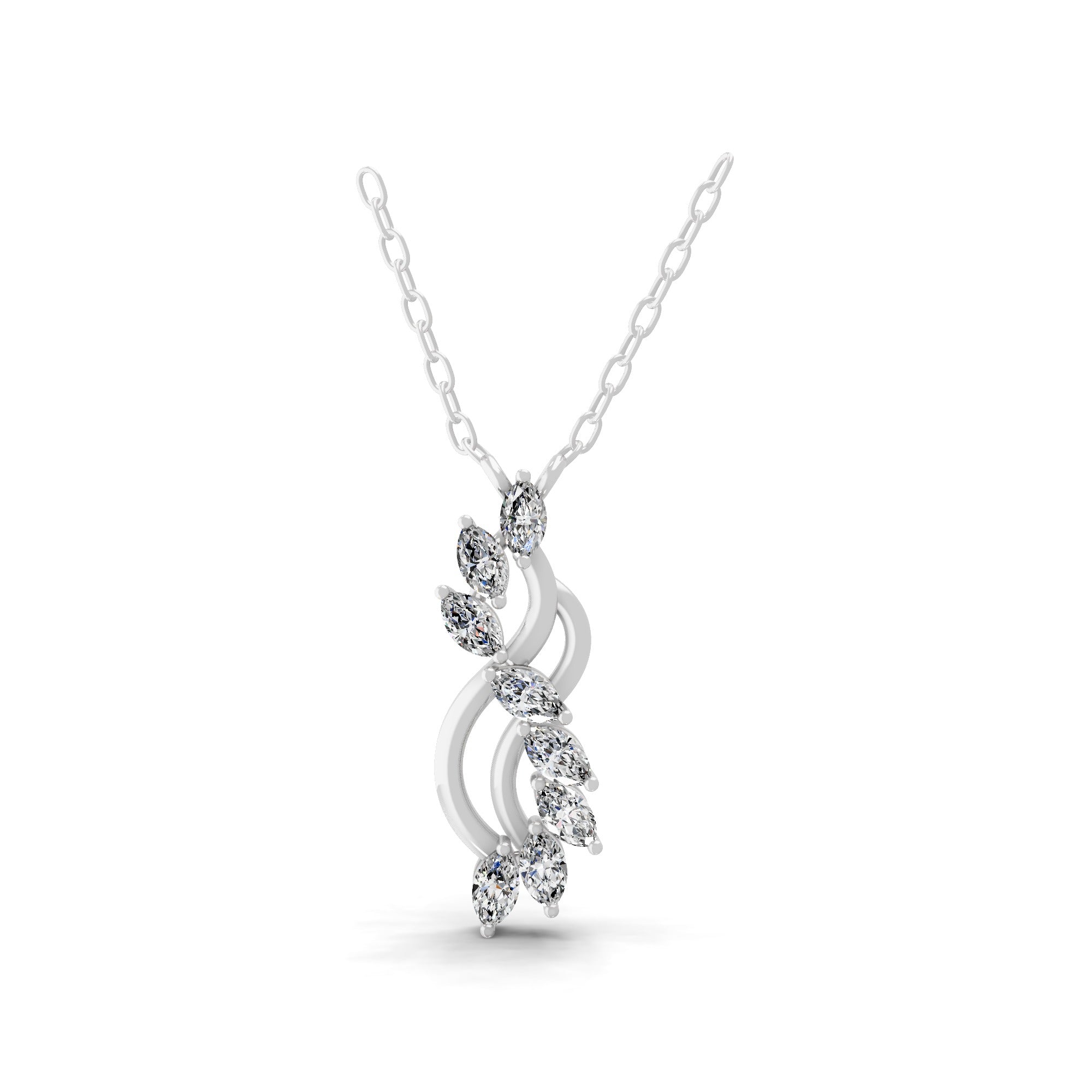 Marquise Cut 0.72Ct Lab Grown Diamond 14K Gold Leaf Design Pendant
