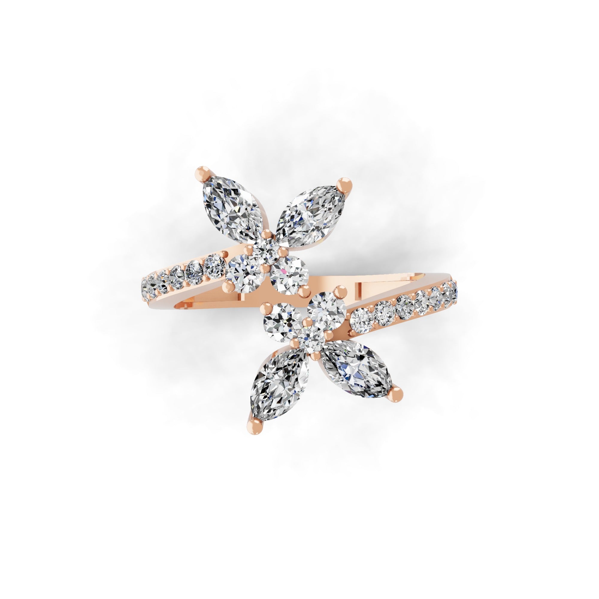 Marquise Butterfly Lab Grown Diamond Ring 1.31Ct 14K Fine Gold