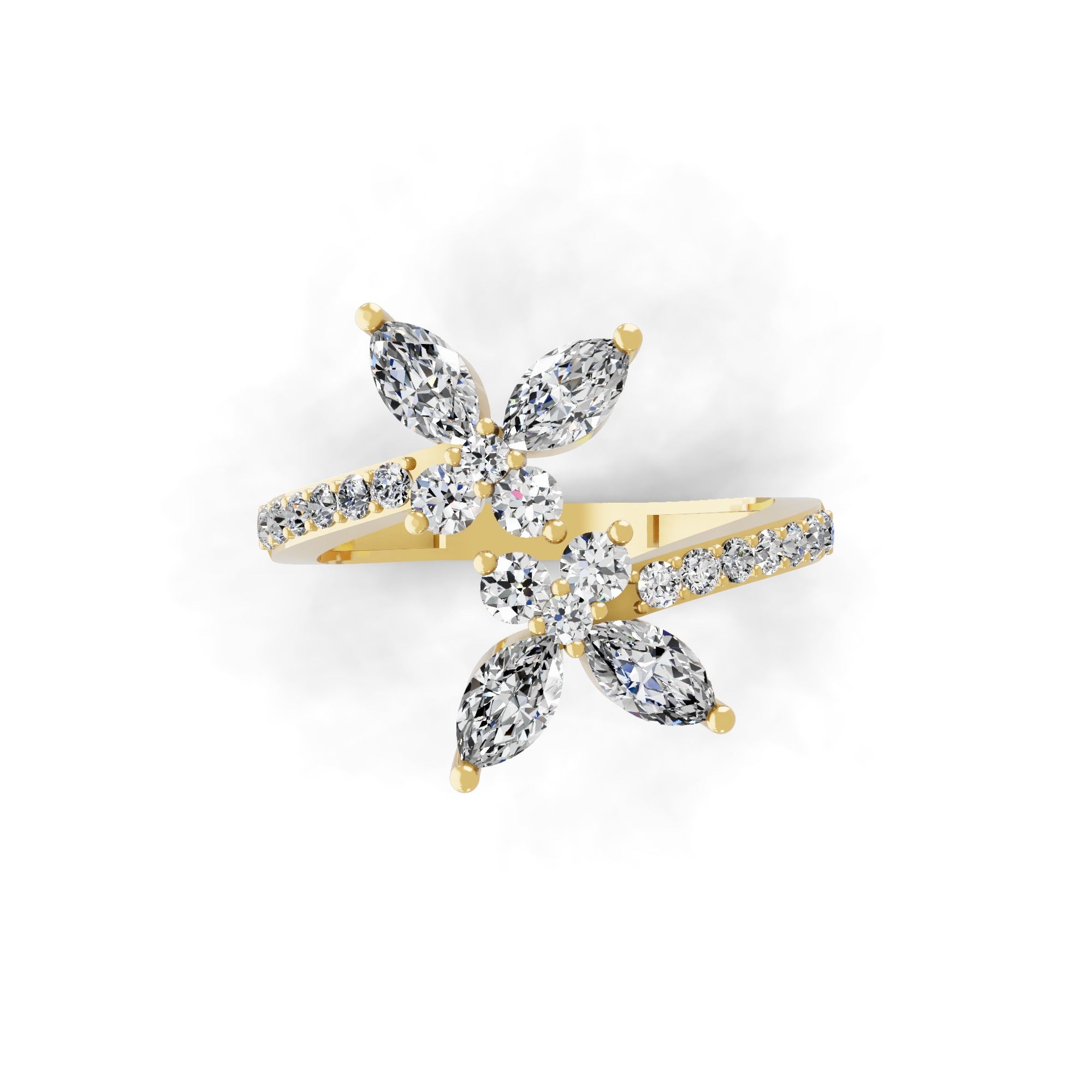 Marquise Butterfly Lab Grown Diamond Ring 1.31Ct 14K Fine Gold