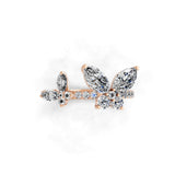 1.72Ct Lab Grown Round Marquise Diamond Butterfly Ring 14K Fine Gold
