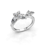 1.72Ct Lab Grown Round Marquise Diamond Butterfly Ring 14K Fine Gold