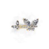 1.72Ct Lab Grown Round Marquise Diamond Butterfly Ring 14K Fine Gold