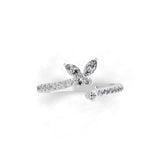 Bypass Style Butterfly Ring 14K Gold Round Marquise Lab Grown Diamond 0.64Ct