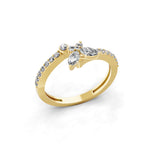 Bypass Style Butterfly Ring 14K Gold Round Marquise Lab Grown Diamond 0.64Ct
