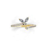 Bypass Style Butterfly Ring 14K Gold Round Marquise Lab Grown Diamond 0.64Ct