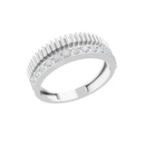 14K Fine Gold Double Band Round Cut Lab Grown Diamond Ring 0.49Ct
