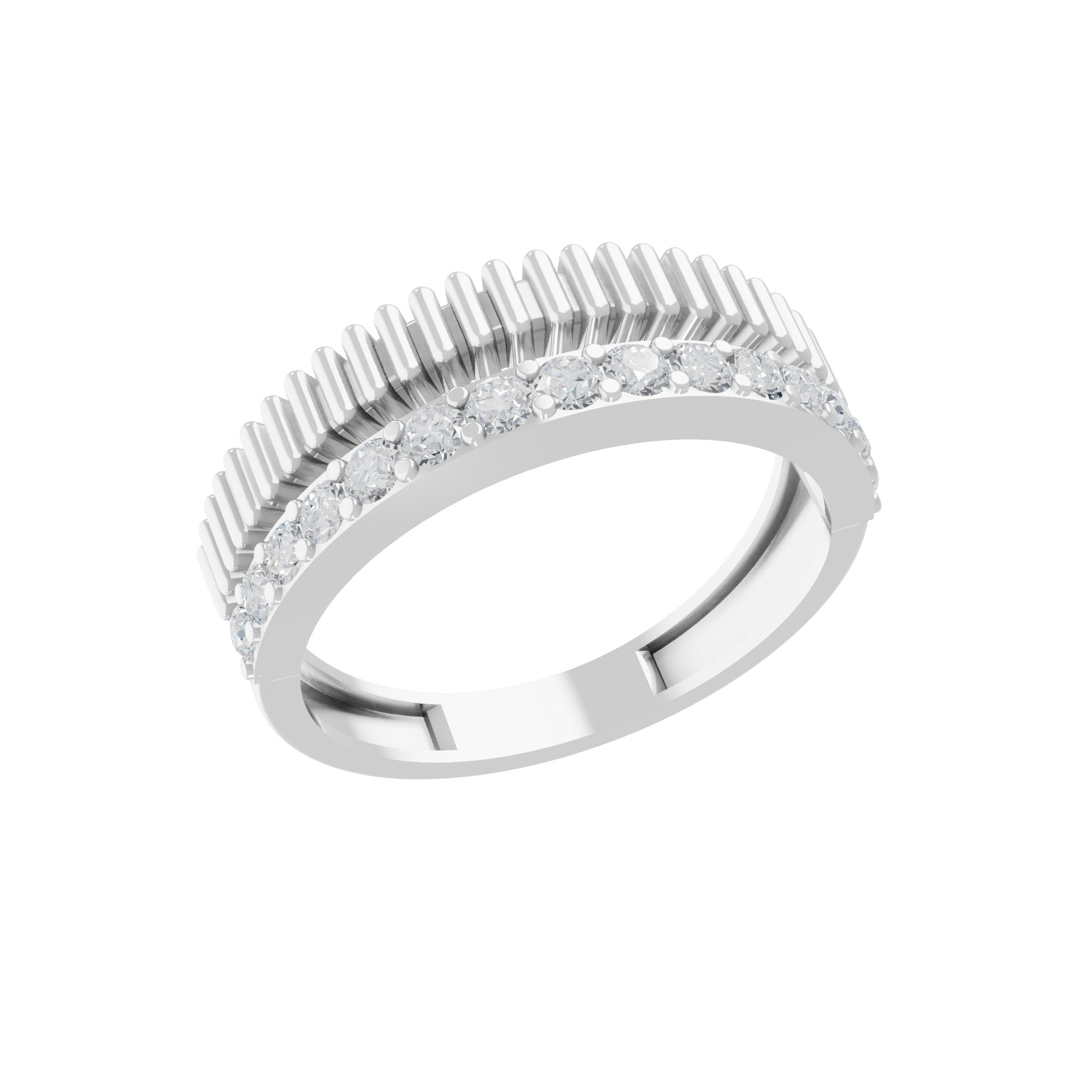 14K Fine Gold Double Band Round Cut Lab Grown Diamond Ring 0.49Ct