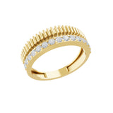 14K Fine Gold Double Band Round Cut Lab Grown Diamond Ring 0.49Ct