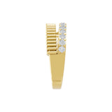 14K Fine Gold Double Band Round Cut Lab Grown Diamond Ring 0.49Ct