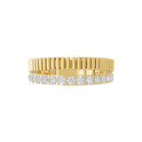 14K Fine Gold Double Band Round Cut Lab Grown Diamond Ring 0.49Ct