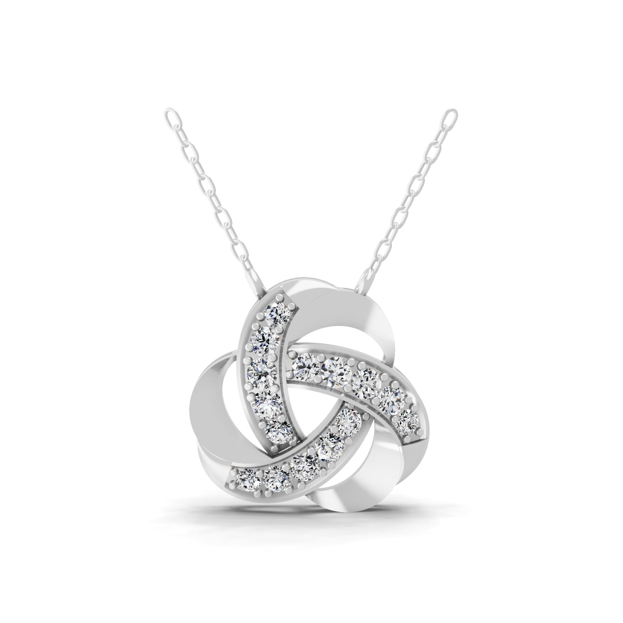 Lab Grown Diamond 0.85Ct Round Cut Accent Knot Pendant 14K Fine Gold Necklace