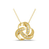 Lab Grown Diamond 0.85Ct Round Cut Accent Knot Pendant 14K Fine Gold Necklace