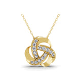 Lab Grown Diamond 0.85Ct Round Cut Accent Knot Pendant 14K Fine Gold Necklace