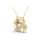 Lab Grown Diamond 0.85Ct Round Cut Accent Knot Pendant 14K Fine Gold Necklace