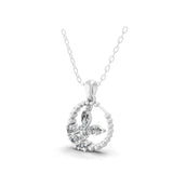 14K Gold Lab Grown Diamond Round Marquise Cut Circular Charm Pendant Necklace