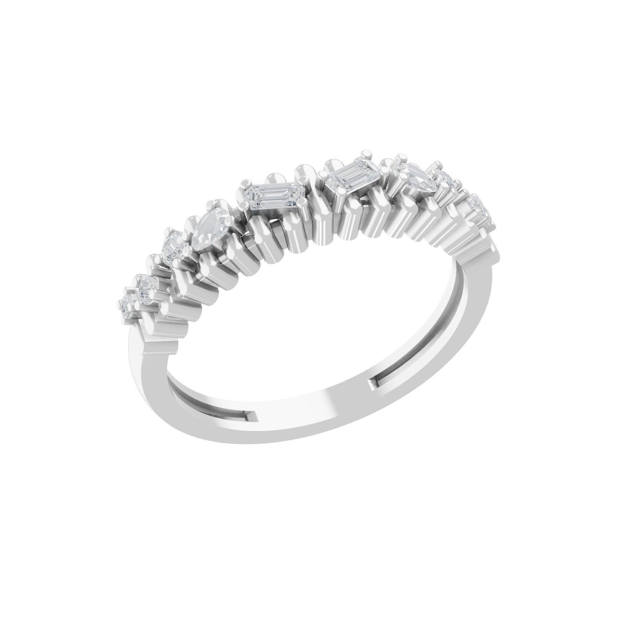 0.34Ct Lab Grown Multi Cut Diamond Zigzag Stackable Ring 14K Fine Gold