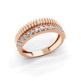 14K Fine Gold Round Cut Lab Grown Diamond Fluted Band Ring 0.46Ct