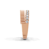 14K Fine Gold Round Cut Lab Grown Diamond Fluted Band Ring 0.46Ct