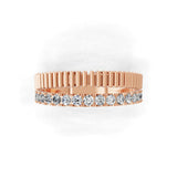 14K Fine Gold Round Cut Lab Grown Diamond Fluted Band Ring 0.46Ct