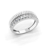 14K Fine Gold Round Cut Lab Grown Diamond Fluted Band Ring 0.46Ct