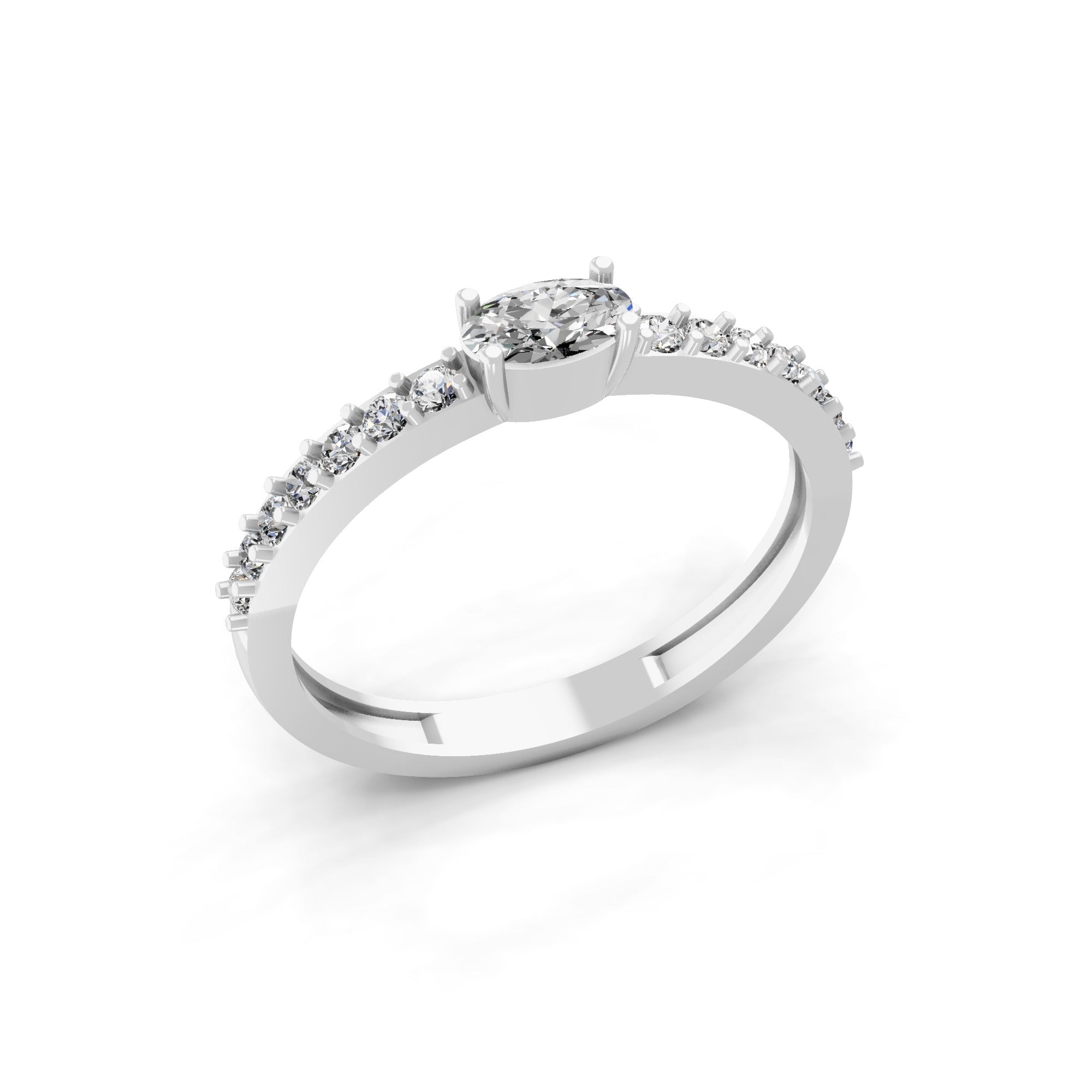 Round Oval Cut Lab Grown Diamond Band Ring 0.55Ct