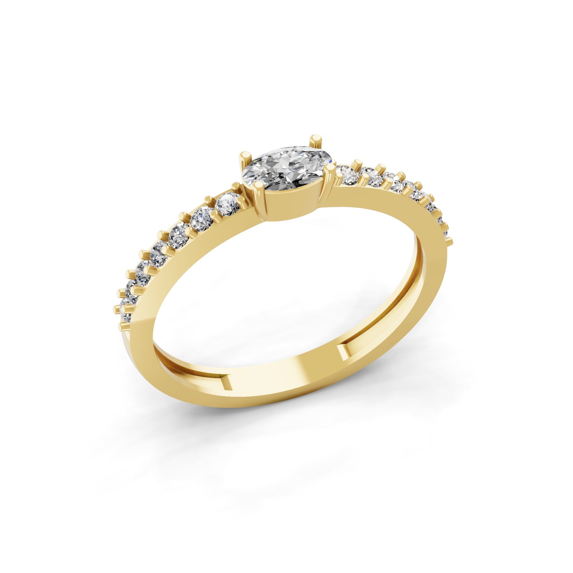 Round Oval Cut Lab Grown Diamond Band Ring 0.55Ct