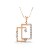 1.08Ct Round Pear Lab Grown Diamond 14K Fine Gold Geometric Pendant Necklace