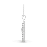 1.08Ct Round Pear Lab Grown Diamond 14K Fine Gold Geometric Pendant Necklace