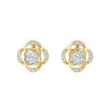 Floral inspired Lab Grown Diamond Stud Earrings 0.93Ct 14K Fine Gold
